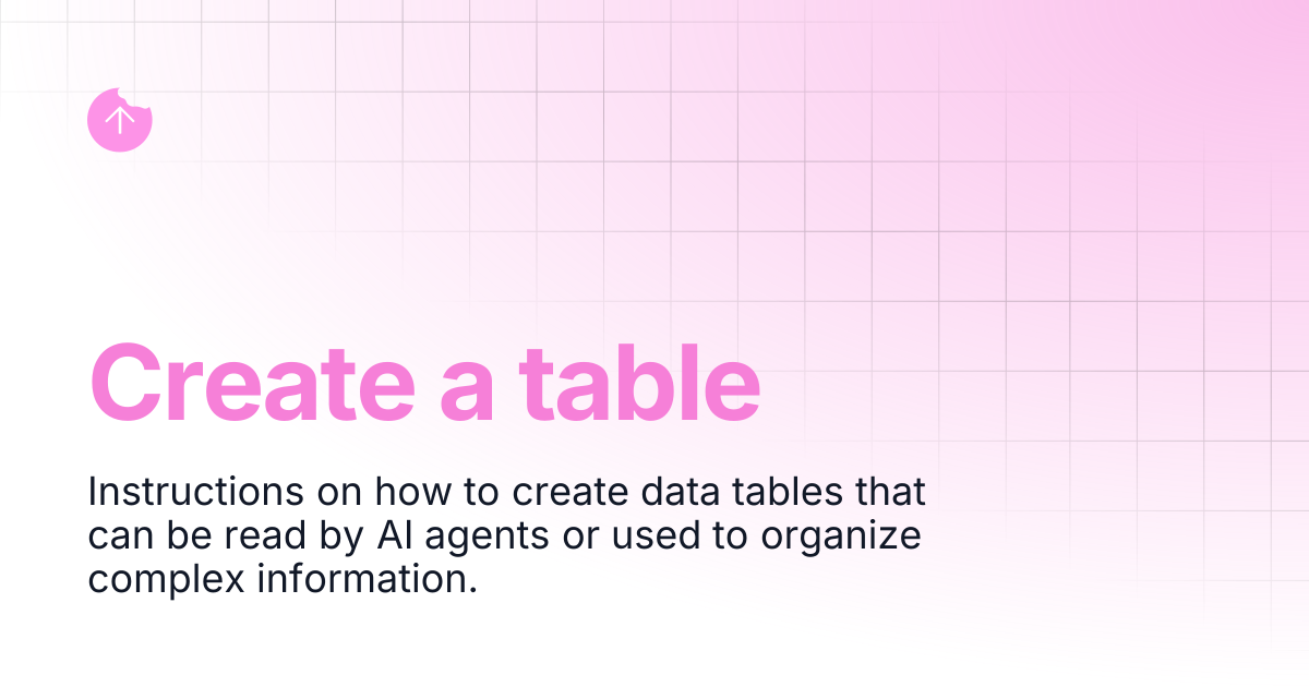 Create a table | Snack Prompt Docs